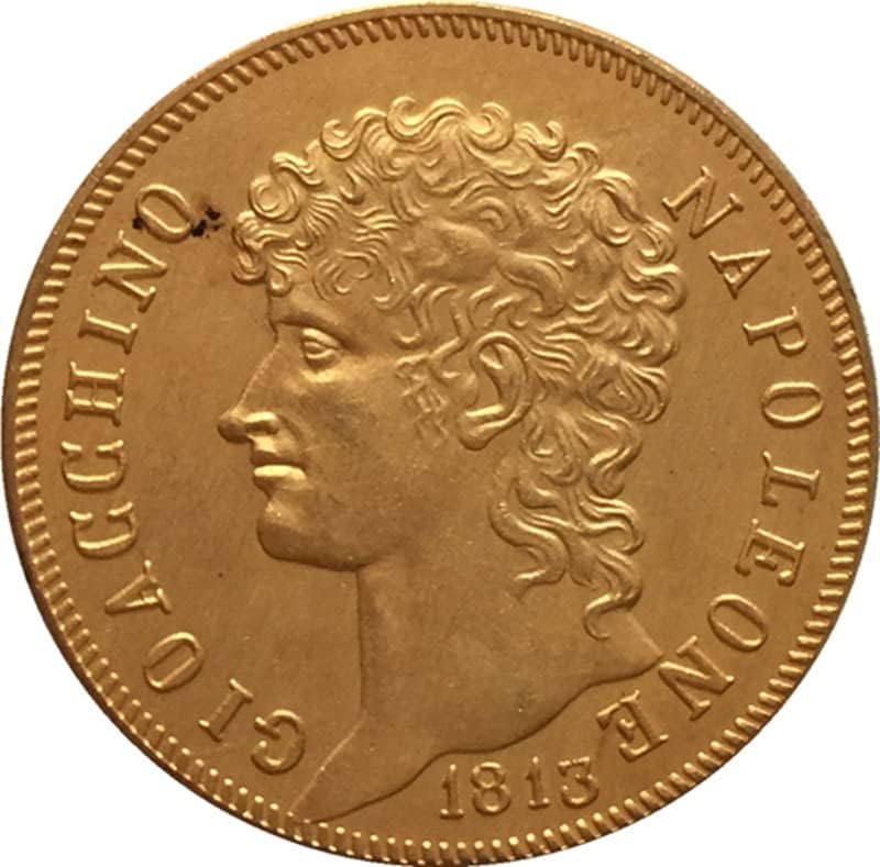 1813 italijanski novčić 40 lira čista bakrena zlata pozlaćena antikne srebrna kolekcija kovanica dolara