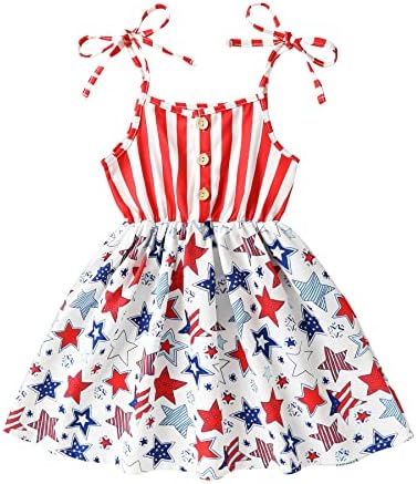 Jeellularna toddler Baby Girls 4. jula Haljina Američka zastava Strap sandress Girls Day Neevidence Outfit 1-5t