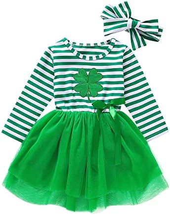 DIJELU DIJELU DIJELU DIJELU DIJELU STV PATRICK Stripe Lucky Clover St. Patricks Tutu haljina sa trakom za glavu 2pcs Set odjeće