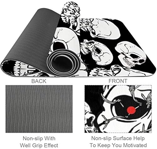 DJROW Yoga Mat Scary Skull with Red Eyes natural Pilates Exercise Mat Eco Friendly Gym Mat Thickness 1/4