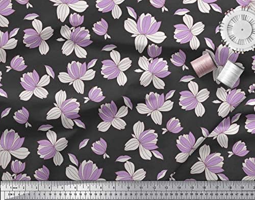 Soimoi Cotton Jersey Fabric latice Floral Print Fabric by Yard 58 inch Wide