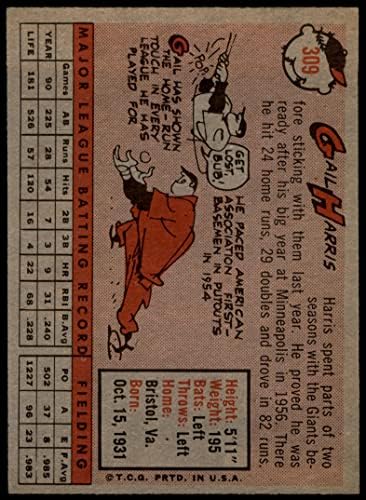 1958 TOPPS 309 Gail Harris Detroit Tigers Ex Tigers