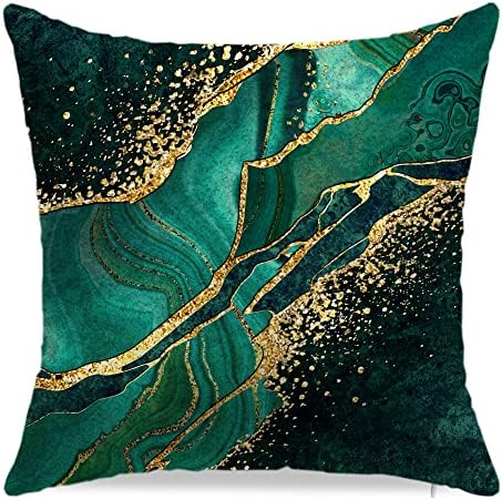 Yajtjx smaragd zelena dnevna soba dekor jastuk za bacanje navlake paket od 4 zelenog i zlatnog mramornog ukrasnog jastuka 18x18 inčni