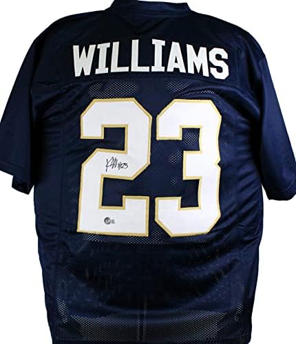 Kyren Williams Autographing Blue College Style Jersey-Beckett w hologram crni