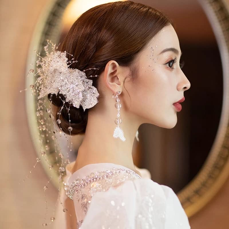FZZDP korejska čipkasta šljokica za mladenku za kosu lijepa Joker Crystal Tassel vjenčana oprema za kosu