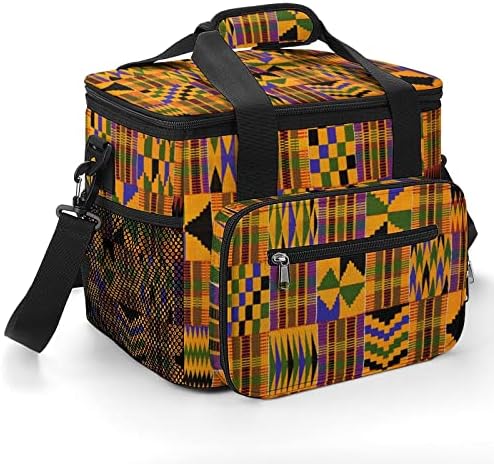 FunnyStar Afrička Kente tkanina Etno Art uzorak torba za hlađenje izolovana nepropusna kutija za ručak prenosiva torba za kampovanje BBQ aktivnosti na otvorenom