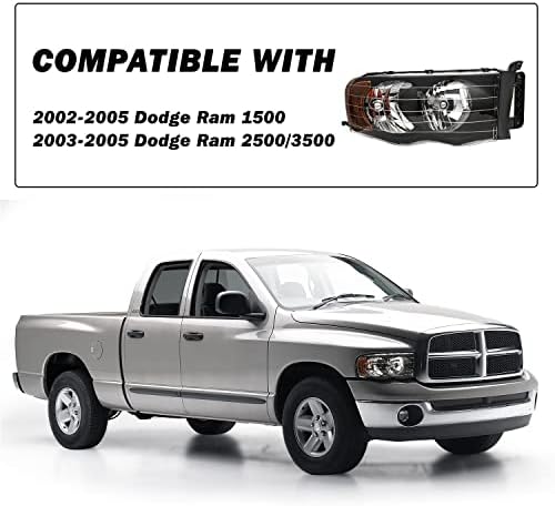 SOCKIR kompatibilan sa 02-05 Dodge Ram 1500 i 03-05 Dodge Ram 2500/3500 sklop farova kamioneta zamjena Crnog kućišta sa jantarnim reflektorom