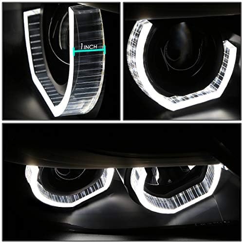 [Halogen Model] 3D dvostruki kristalni Halo LED žmigavac projektor lampe za farove sklop i LED komplet sa ventilatorom za hlađenje kompatibilan sa BMW E90 3-serijom 05-08, sa strane vozača i suvozača, crno kućište