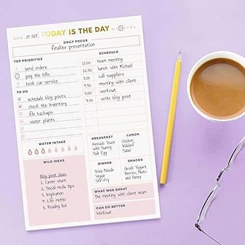 Sweetzer & Orange Danas je dan dnevnog dnevnog planera Notepad Nedided Planer, dnevni dnevni red, fokus i popis notepad-a sa dnevnim