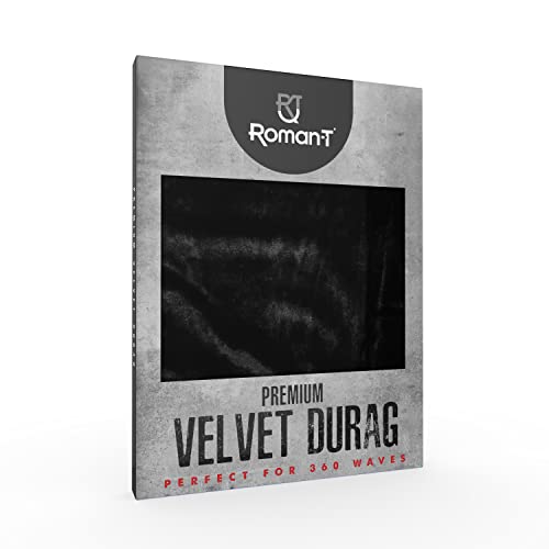 Roman-T Premium Velvet Durag za muškarce i žene, za, 360 valovi, kovrče, dredovi, i brave, dugo & Široki repovi, Ultra meka i udobna du rag za prilagođeno oblikovanje kose-Crna