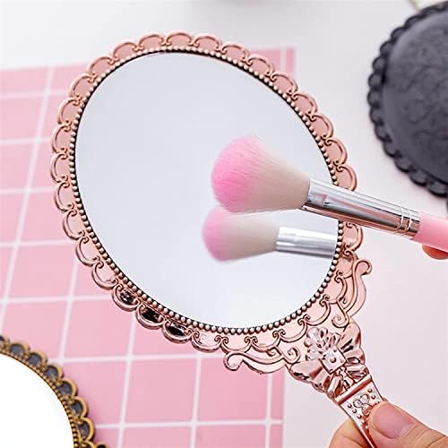 Krivs Mirror Prijenosni vintage kozmetička šminka zrcalna ruka drži ovalno okruglo zrcalo plemeniti vraćanje drevnih načina Ogledalo