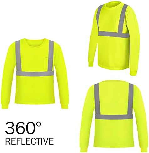 Nova majica visoke vidljivosti Olym za muškarce, reflektirajuća radna majica dugih rukava prozračna 2pcs & 3pcs