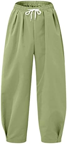 Miashui Putne hlače za žene Ženske ležerne u boji Labavi džepovi Elastične pojaseve šarke s dugim plusom